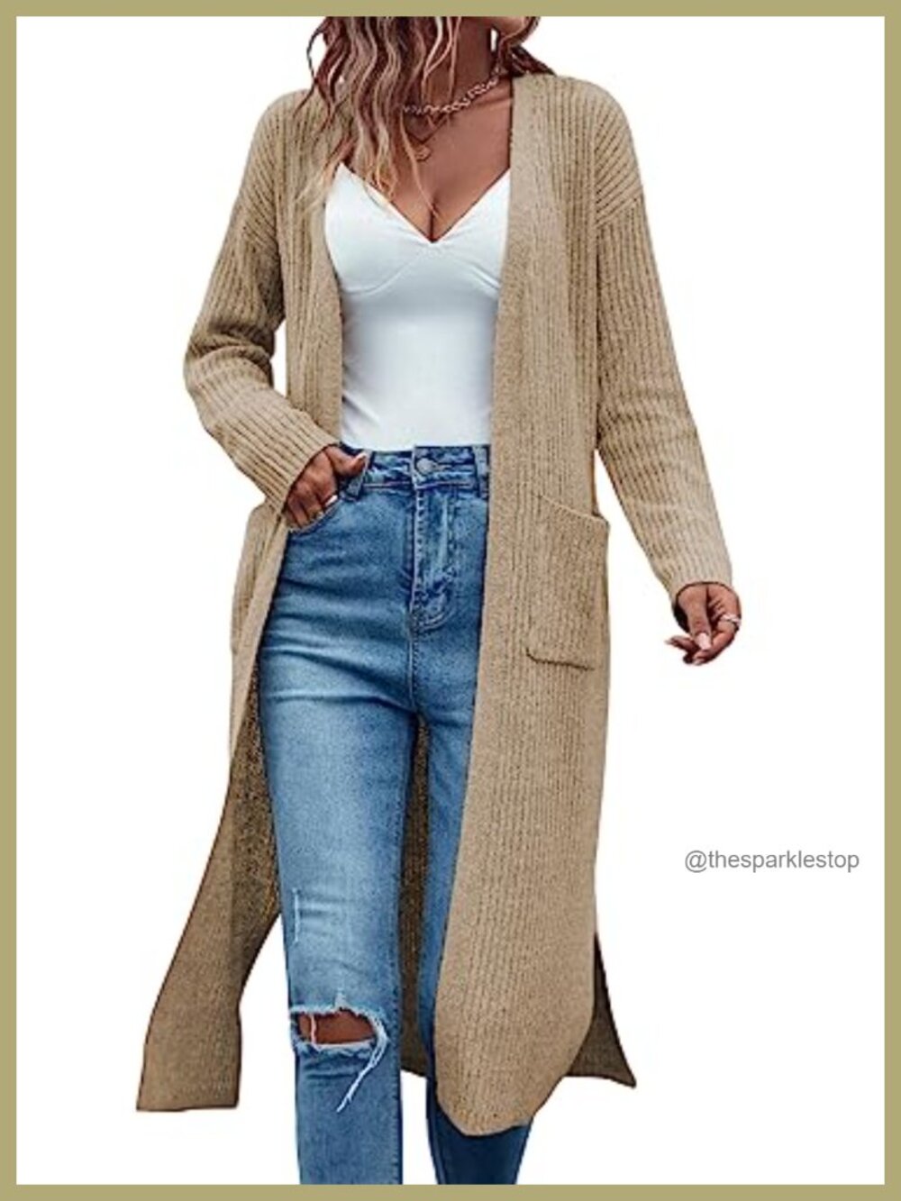 Long Open Front Cardigan Sweater with Pockets Maxi Duster Coat